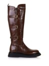 Leather boot with buckles