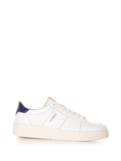 Golf sneaker in leather and blue heel
