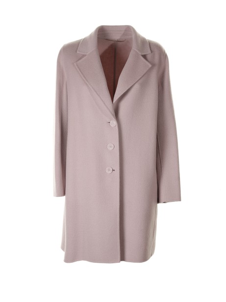 Pink single-breasted wool coat