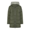 Green long quilted women's down jacket