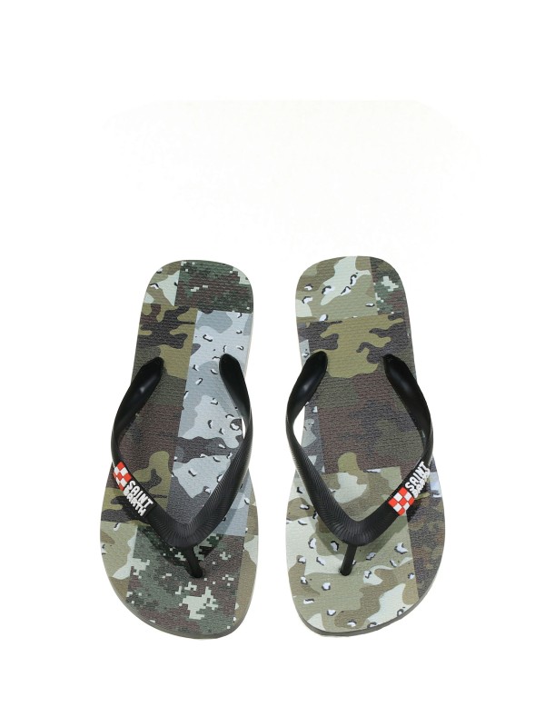 Thong sandal with contrasting logo
