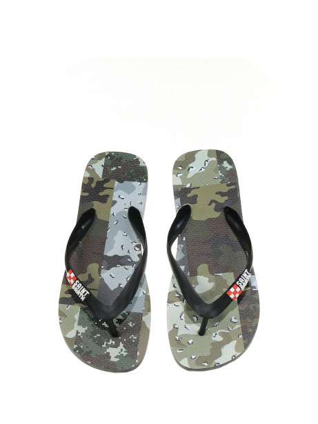 Thong sandal with contrasting logo