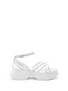 White leather sandal with square toe
