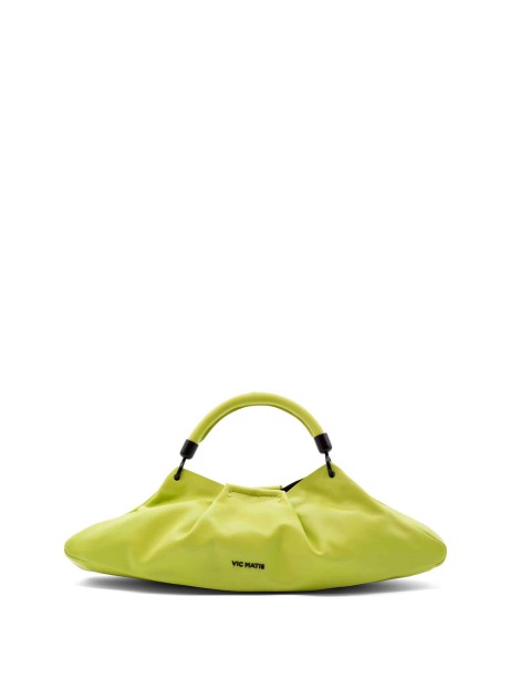 Lime green leather clutch bag with shoulder strap