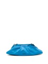 Light blue leather clutch bag with shoulder strap