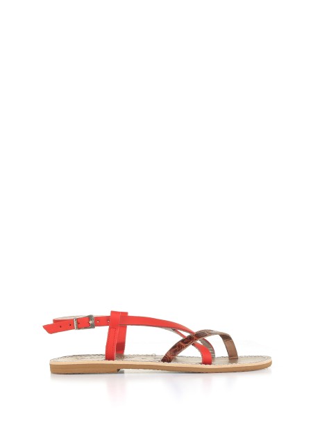 Two-tone leather sandal