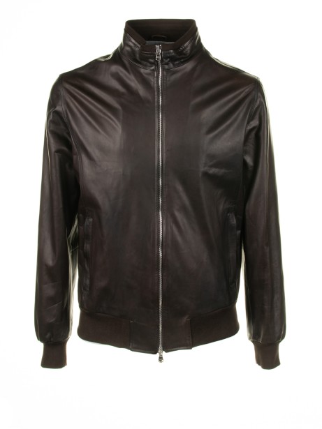 Leather jacket with zip
