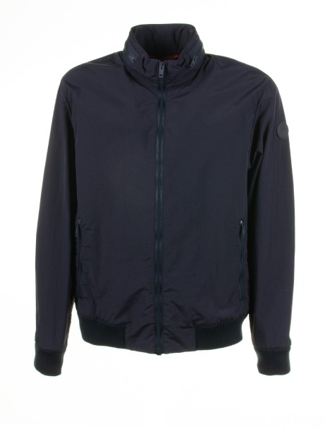 Giubbino blu navy con zip e colletto