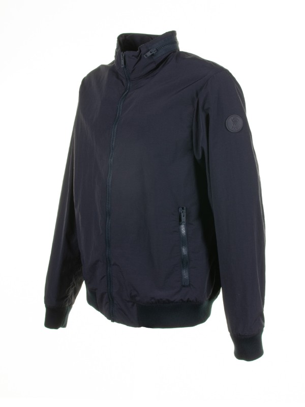 Navy blue jacket with zip and collar