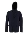Giubbino blu navy con bottoni e cappuccio