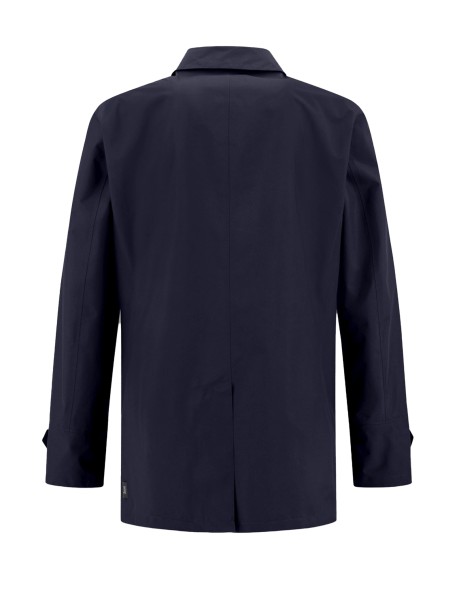 Trench blu con bottoni e colletto