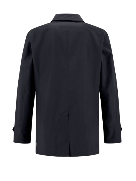 Black trench coat with buttons and collar