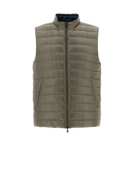 Green quilted vest with zip