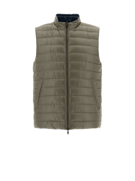 Gilet trapuntato verde con zip