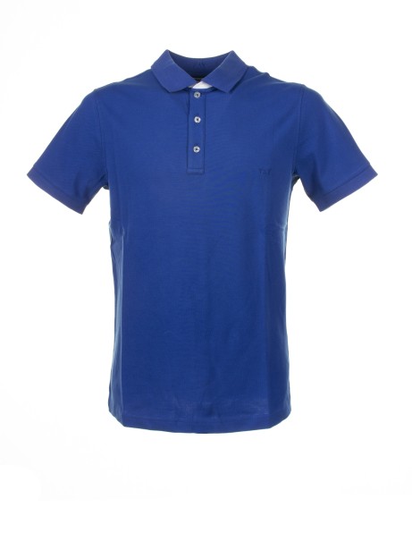 Electric blue short-sleeved polo shirt