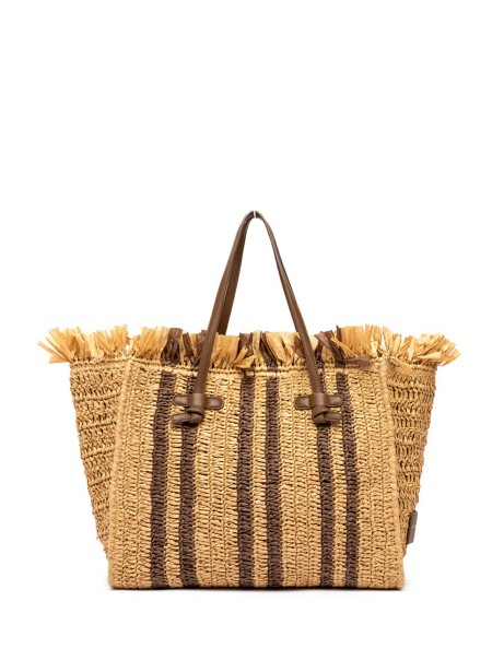 Marcella shopping bag with straw effect