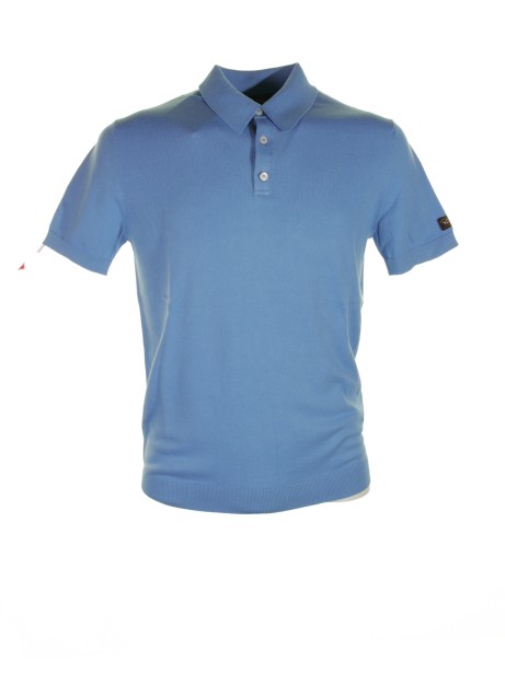 Light blue short-sleeved polo shirt