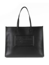 Leather shopping bag with embossed logo