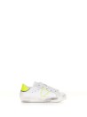 Kids low sneaker with fluorescent yellow heel