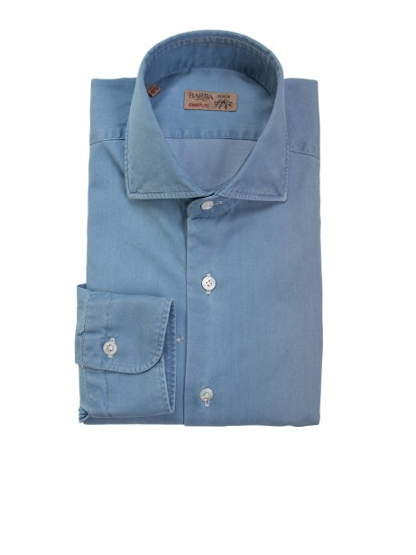 Denim blue long-sleeved shirt