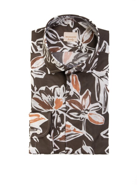 Camicia fantasia fiori slim fit