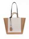 Double Up shopping bag in leather and medium canvas