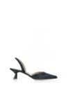 Satin slingback pump with rhinestones