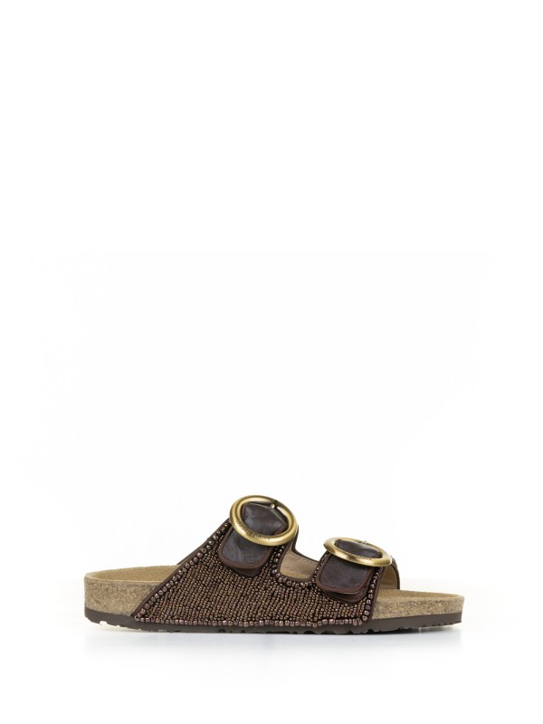 Slipper with double band in bead embroidery Slipper with double band in bead embroidery