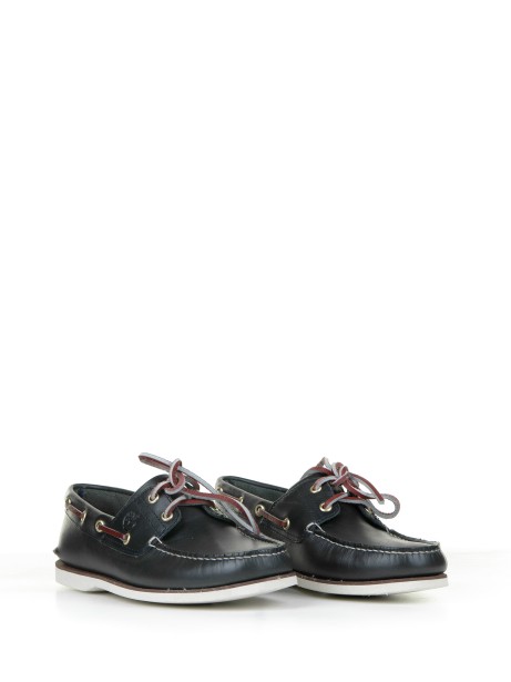 Blue leather boat loafer 2