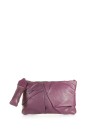 Clutch bag in leather with shoulder strap