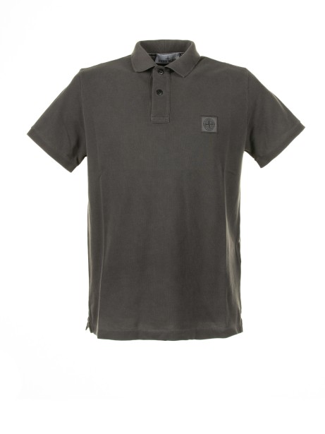Anthracite short-sleeved polo shirt with logo
