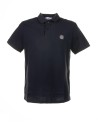 Navy blue short-sleeved polo shirt with logo