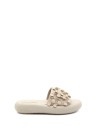 Low white leather slipper