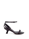 Leather sandal with heel and ankle strap