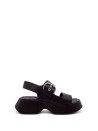 Black leather sandal with maxi buckle