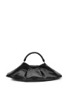 Black leather clutch bag with shoulder strap