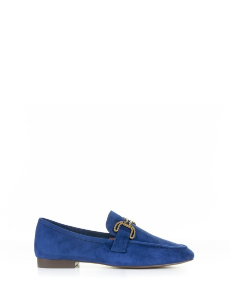 Mocassino in suede blu con morsetto