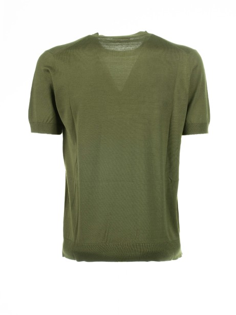 T-shirt verde in cotone e seta 2