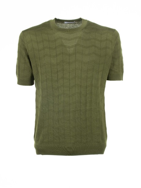 T-shirt verde in cotone e seta