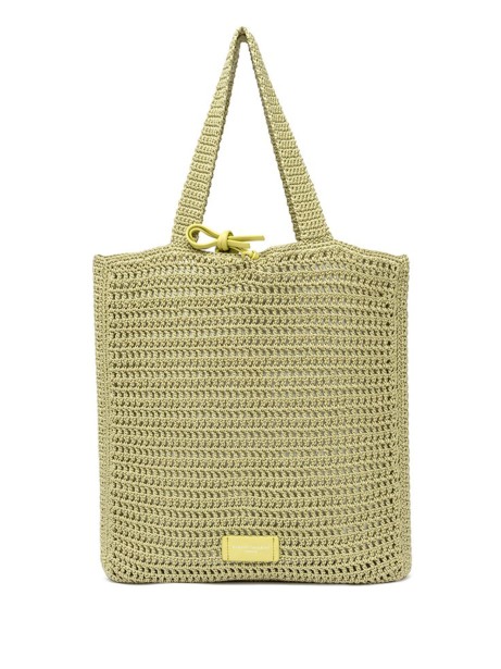 Shopping bag Vittoria giallo in tessuto uncinetto