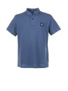 Blue short-sleeved polo shirt with logo