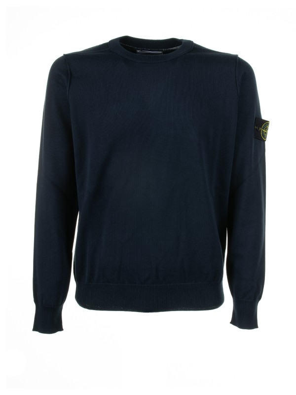 Navy blue crew-neck sweater with logo Navy blue crew-neck sweater with logo