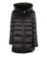 Black quilted down jacket with hood