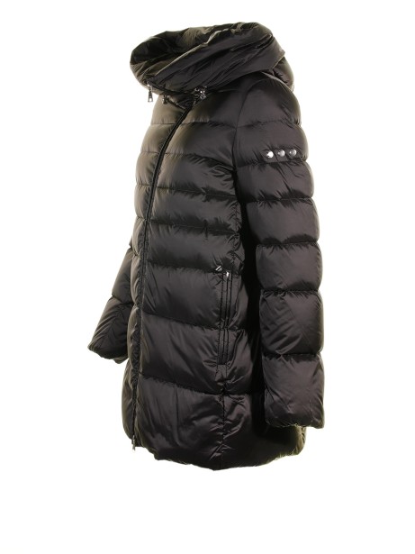 Black quilted down jacket with hood 2