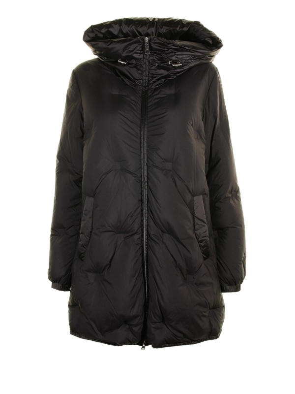 Women's black long down jacket