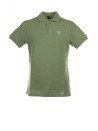 Short-sleeved olive piqué polo shirt