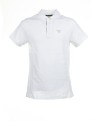 White short-sleeved piqué polo shirt