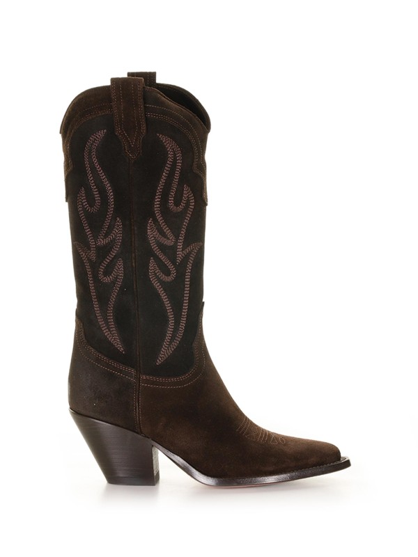 Santa Fe cowboy style Texan boot in embroidered suede Santa Fe cowboy style Texan boot in embroidered suede