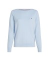 Light blue crew-neck sweater with mini logo
