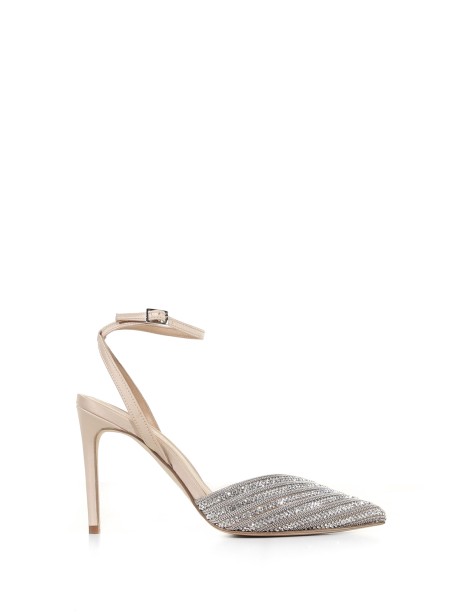 Sandalo in pelle con dettaglio strass Sandalo in pelle con dettaglio strass